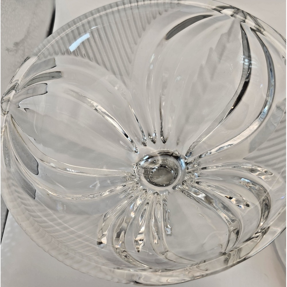 Crystal Clear/frosted Crystal Novellette II Pattern Lead‎ Crystal Candy Dish 9" - Picture 8 of 16